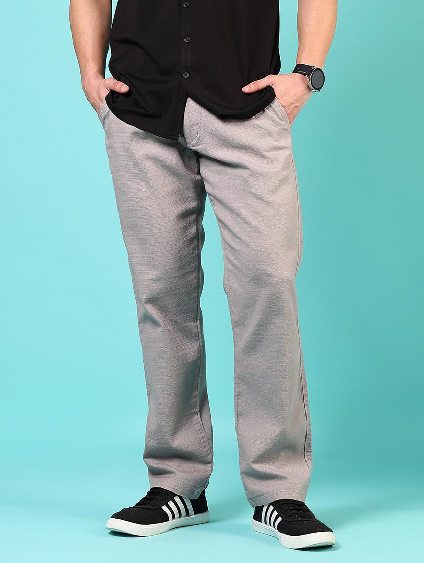 men grey solid mid rise casual trouser - 21766245 - Standard Image - 1