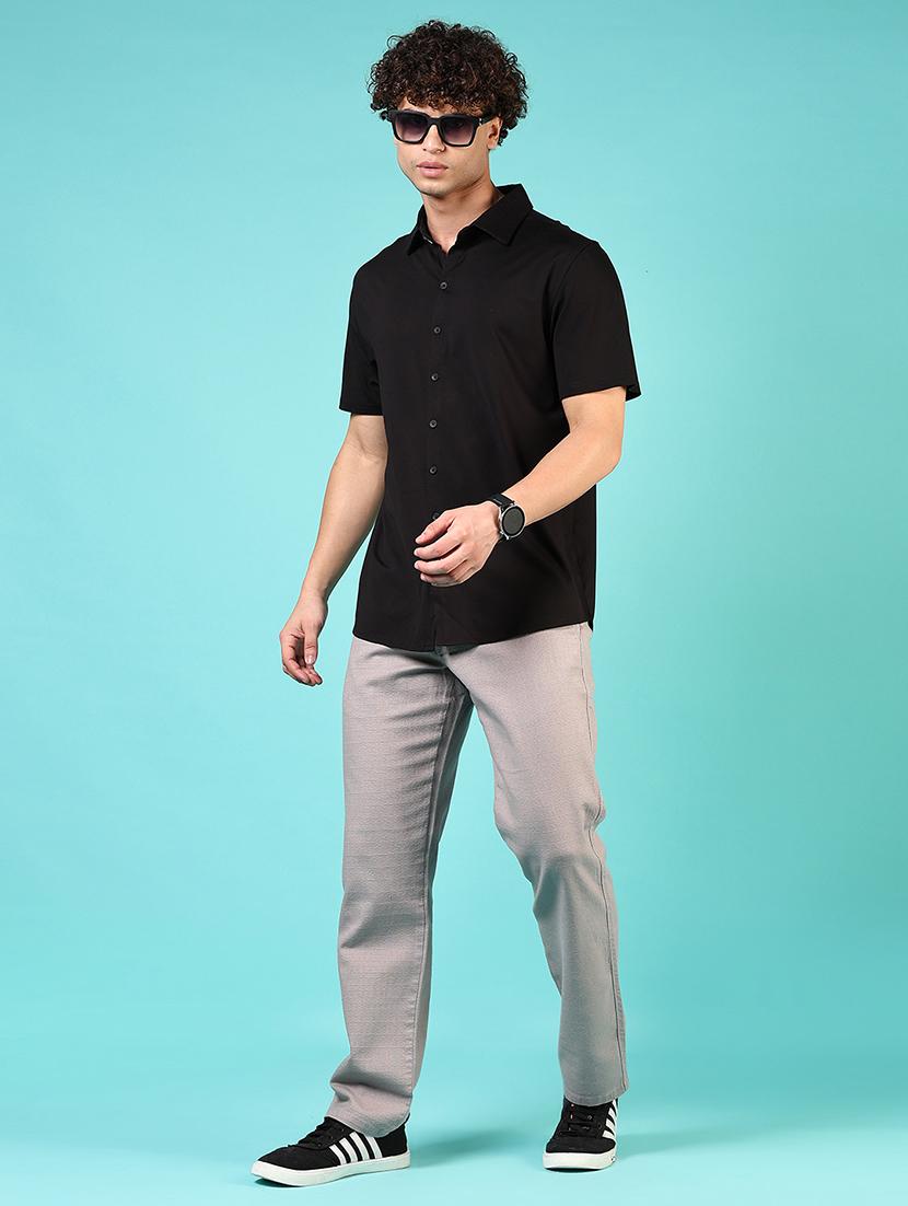 men grey solid mid rise casual trouser - 21766245 - Standard Image - 4