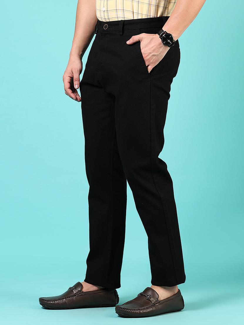 men mid rise solid flat front casual trouser - 21766246 - Standard Image - 1