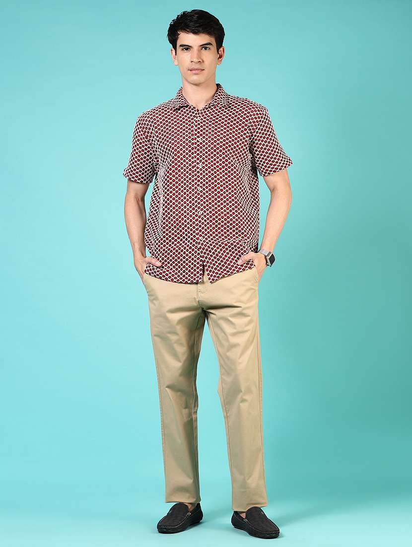 men mid rise solid flat front casual trouser - 21766247 -  Standard Image - 4