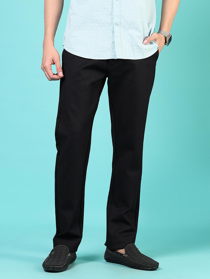 men mid rise solid flat front casual trouser - 21766249 - Standard Image - 1