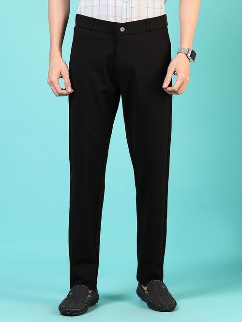 men mid rise solid flat front casual trouser - 21766250 -  Standard Image - 0