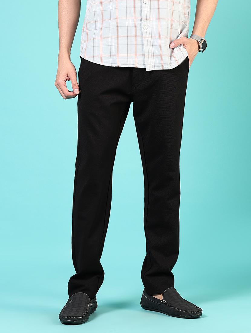 men mid rise solid flat front casual trouser - 21766250 -  Standard Image - 1