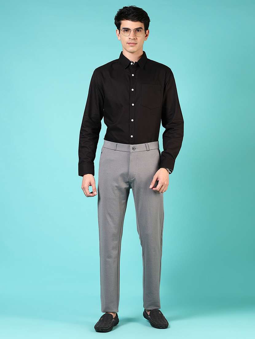 men mid rise solid flat front casual trouser - 21766251 -  Standard Image - 4