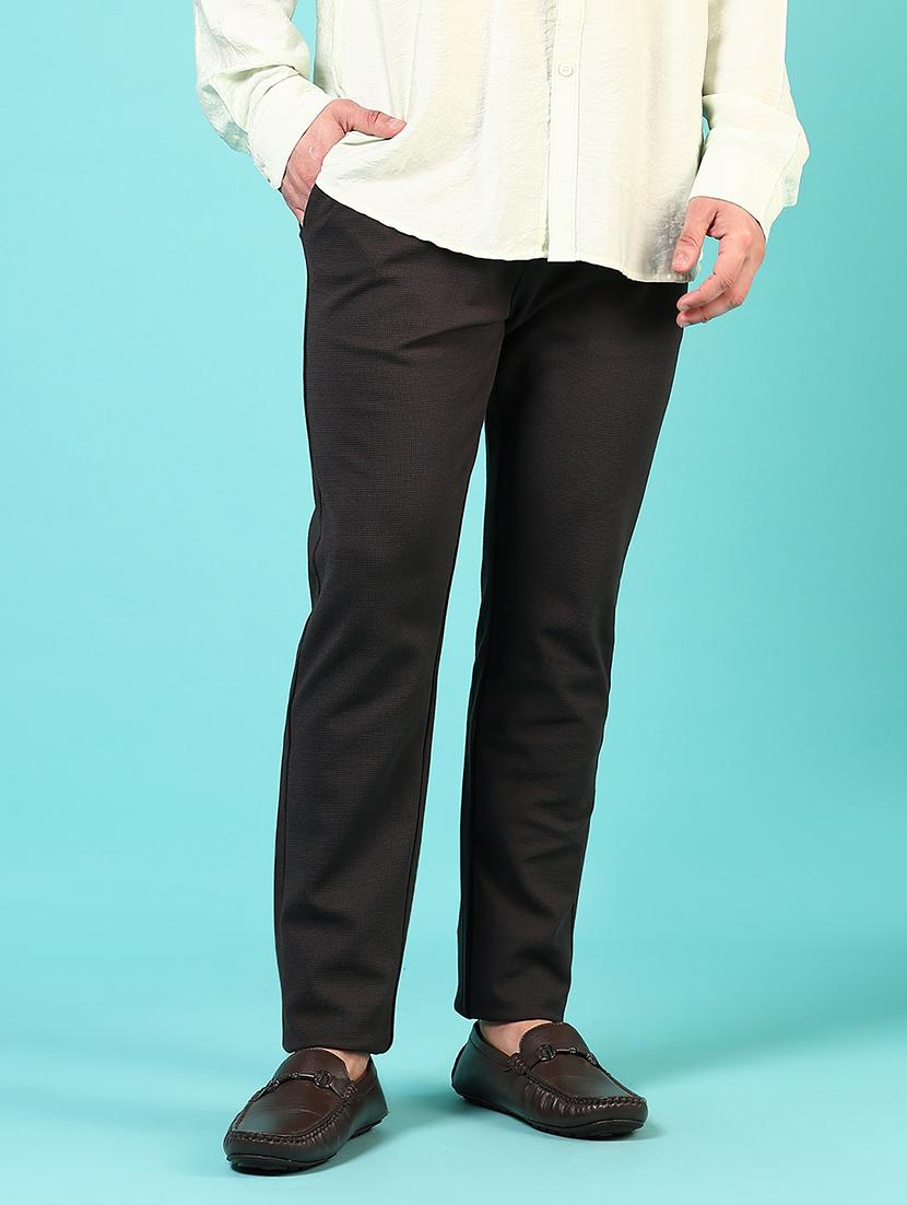 men mid rise solid flat front casual trouser - 21766252 - Standard Image - 1