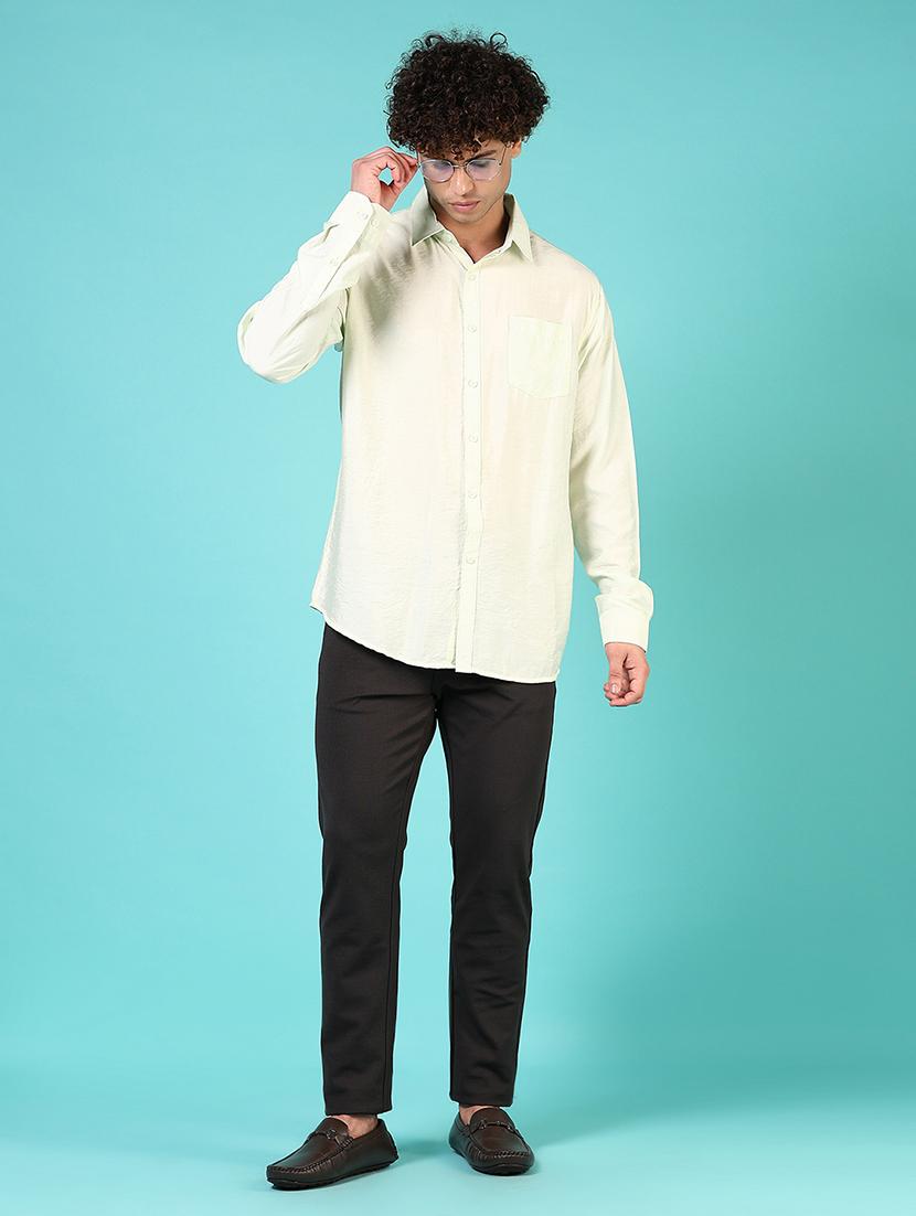 men mid rise solid flat front casual trouser - 21766252 - Standard Image - 4