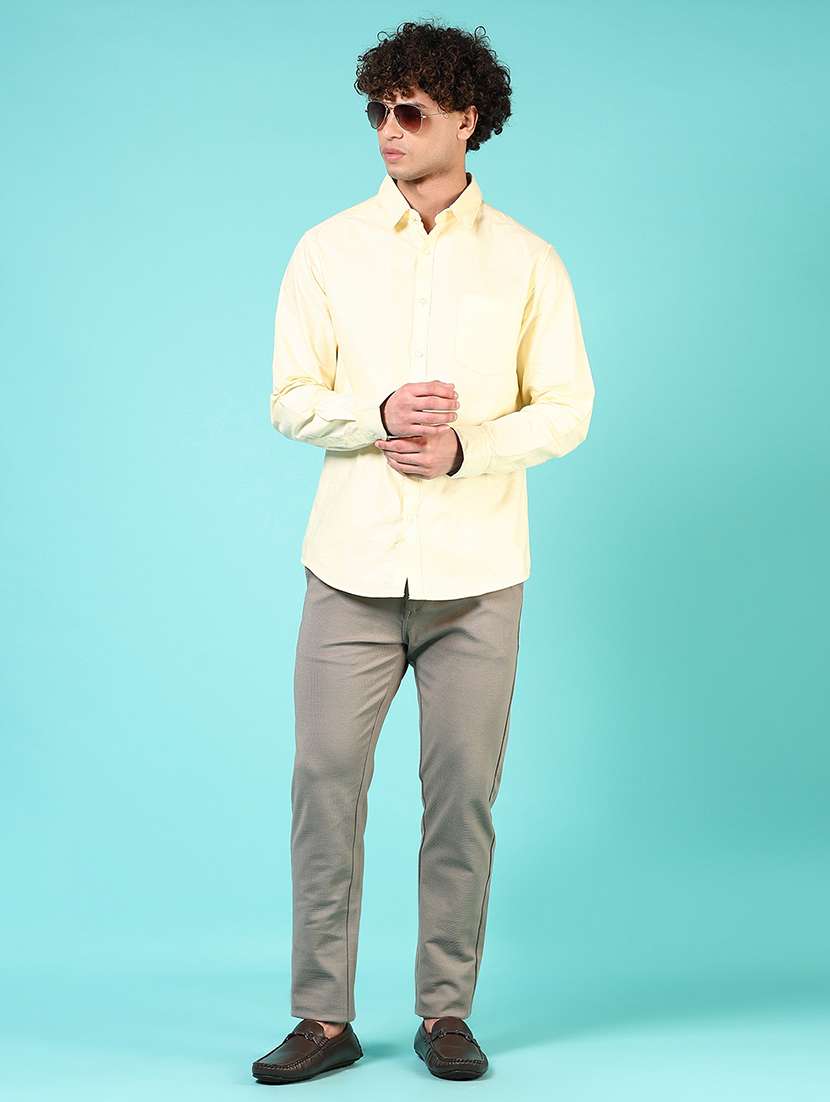 men mid rise solid flat front casual trouser - 21766253 - Standard Image - 4