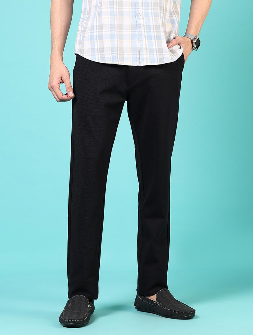 men mid rise solid flat front casual trouser - 21766254 - Standard Image - 1