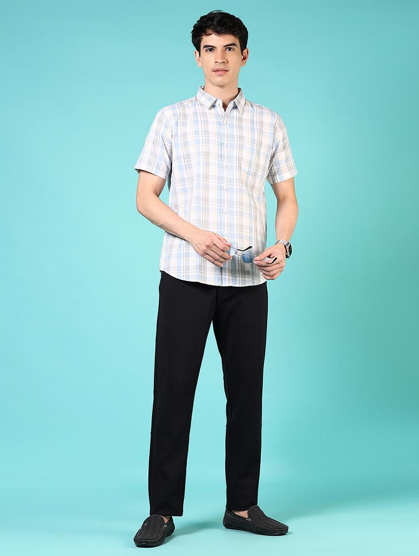 men mid rise solid flat front casual trouser - 21766254 - Standard Image - 4
