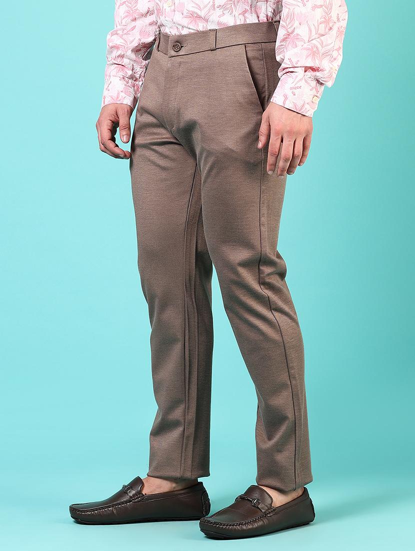 men mid rise solid flat front casual trouser - 21766256 -  Standard Image - 1