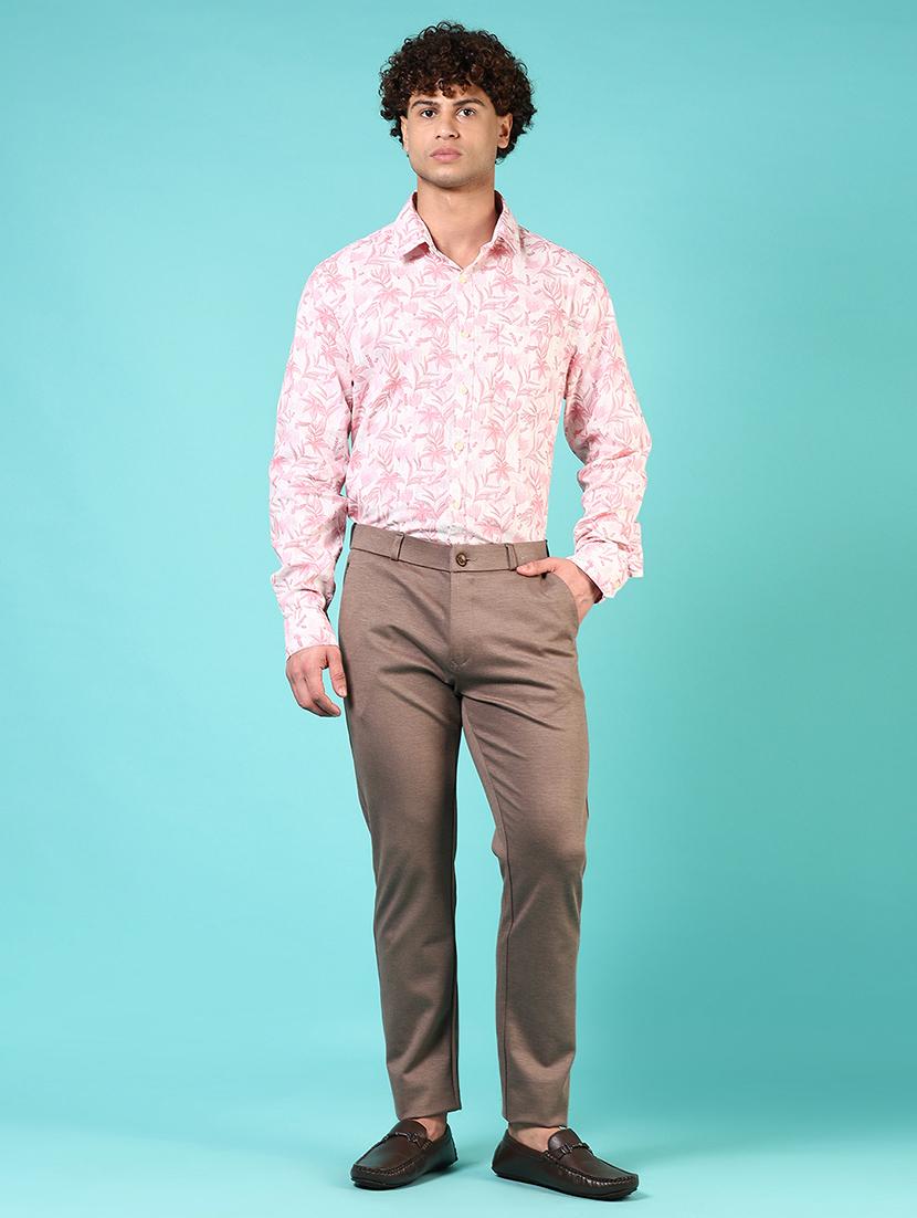 men mid rise solid flat front casual trouser - 21766256 - Standard Image - 4