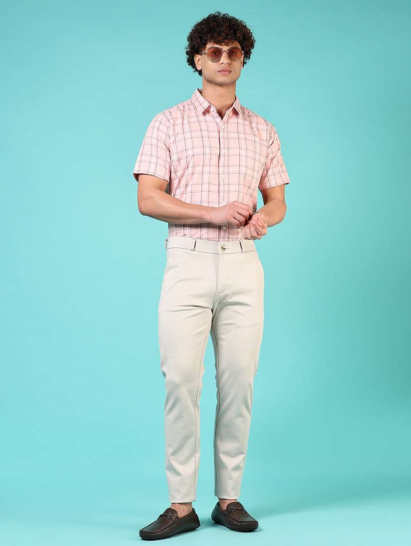 men mid rise solid flat front casual trouser - 21766257 -  Standard Image - 4