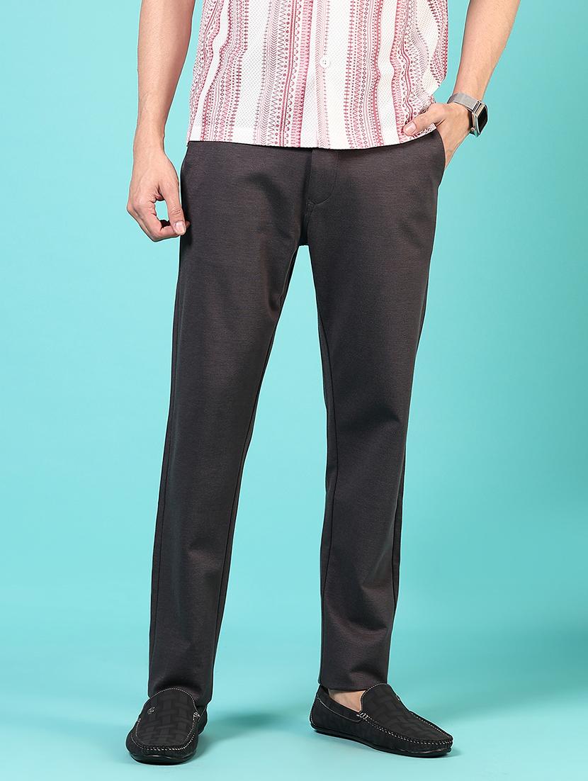 men mid rise solid flat front casual trouser - 21766258 - Standard Image - 1