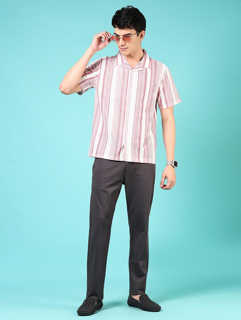 men mid rise solid flat front casual trouser - 21766258 - Standard Image - 4