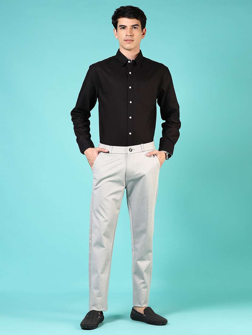 men mid rise solid flat front casual trouser - 21766259 -  Standard Image - 4