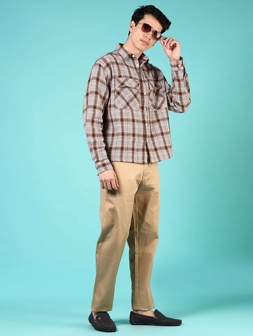 men mid rise solid flat front casual trouser - 21766261 - Standard Image - 4