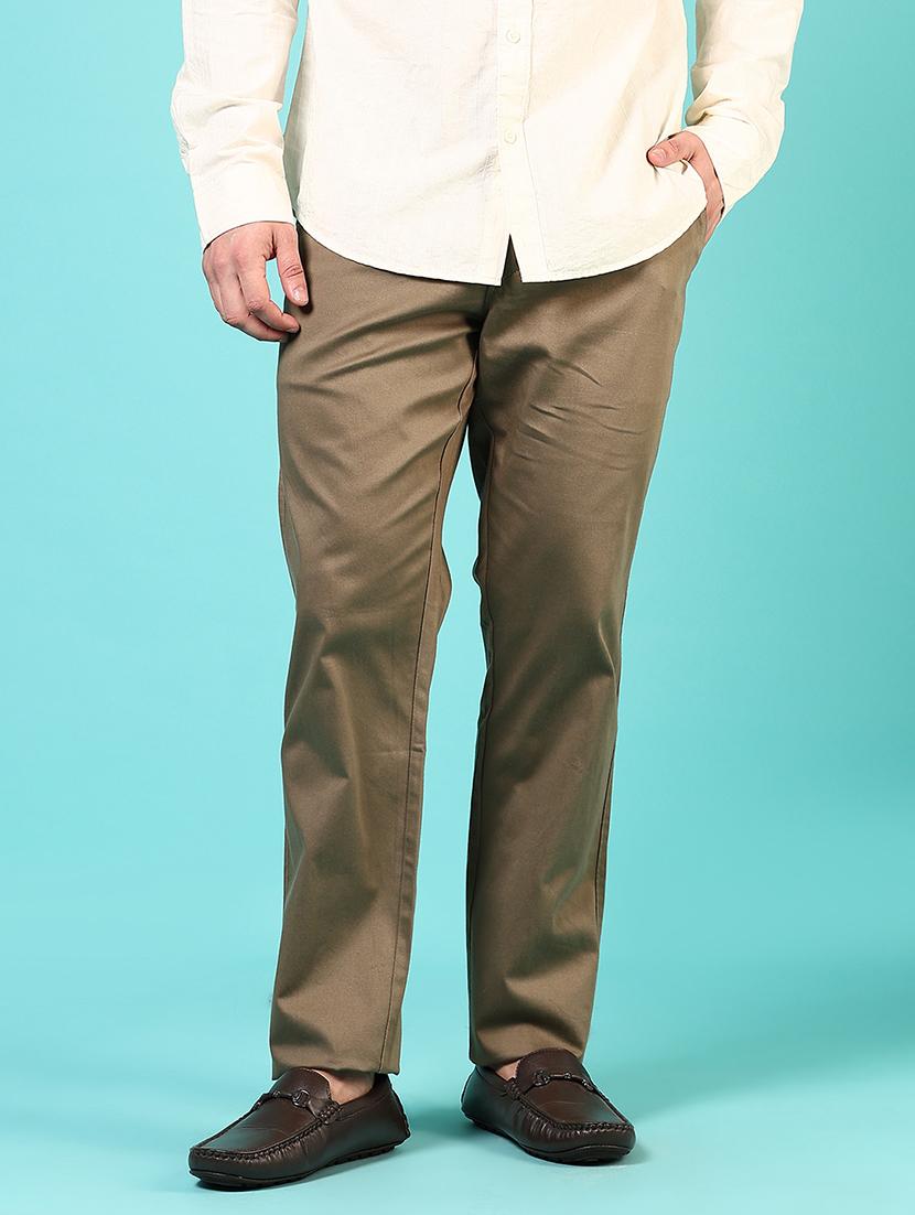 men mid rise solid flat front casual trouser - 21766262 - Standard Image - 1