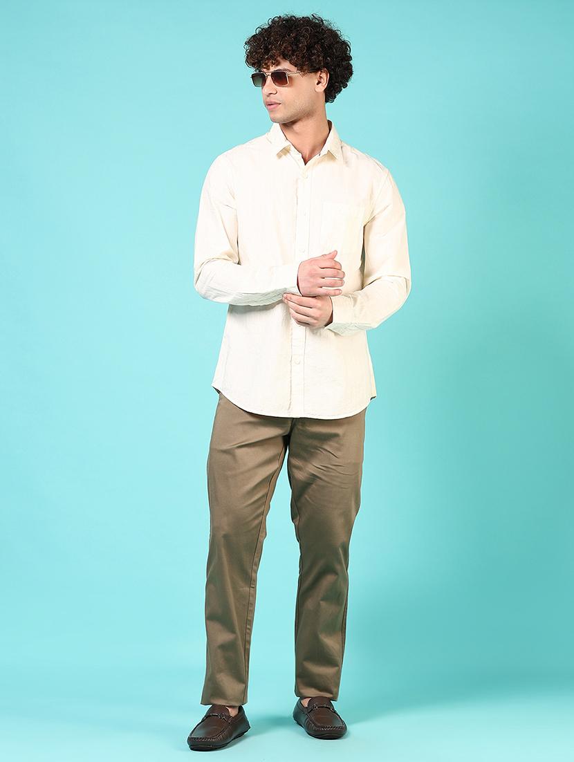 men mid rise solid flat front casual trouser - 21766262 - Standard Image - 4