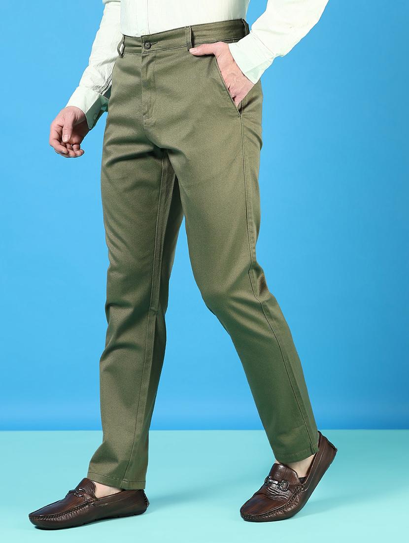 men mid rise solid flat front casual trouser - 21766266 - Standard Image - 1