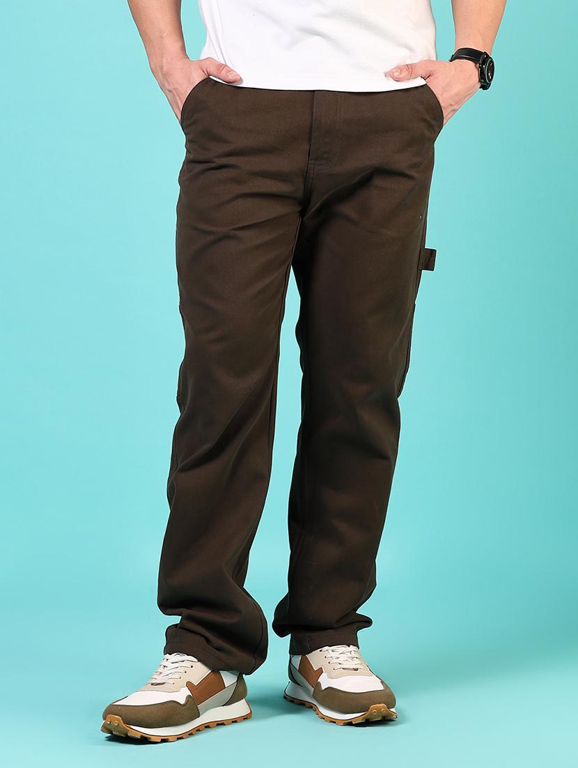 men mid rise solid flat front casual trouser - 21766274 -  Standard Image - 1