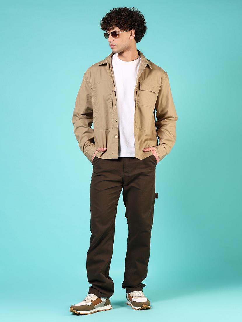 men mid rise solid flat front casual trouser - 21766274 - Standard Image - 4