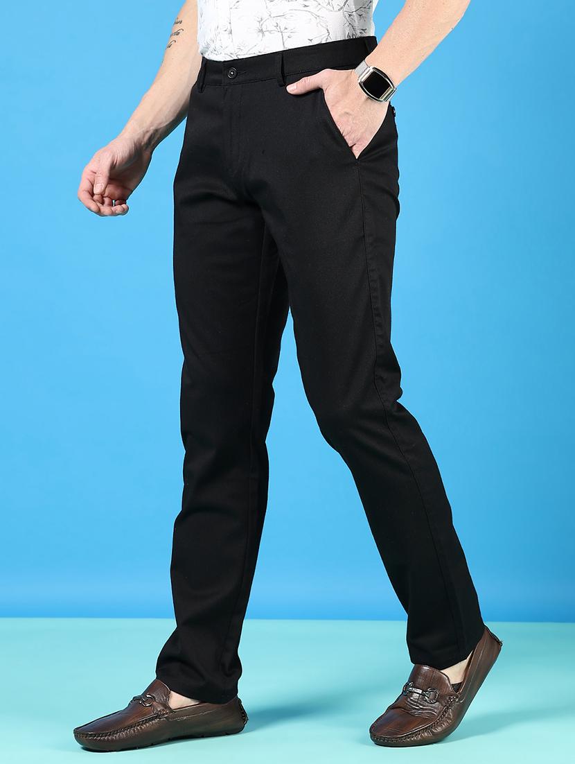 men mid rise solid flat front casual trouser - 21766275 -  Standard Image - 1