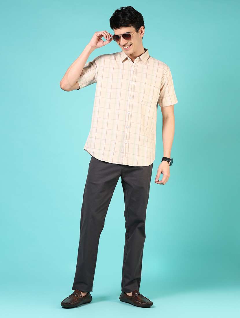 men mid rise solid flat front casual trouser - 21766276 -  Standard Image - 4