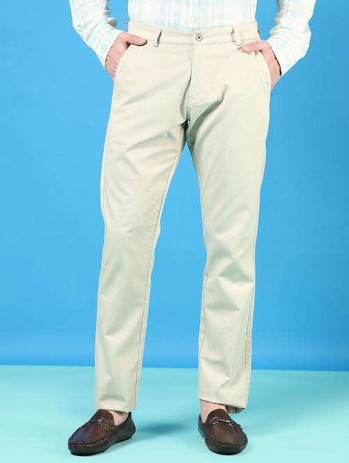 men mid rise solid flat front casual trouser - 21766278 - Standard Image - 0