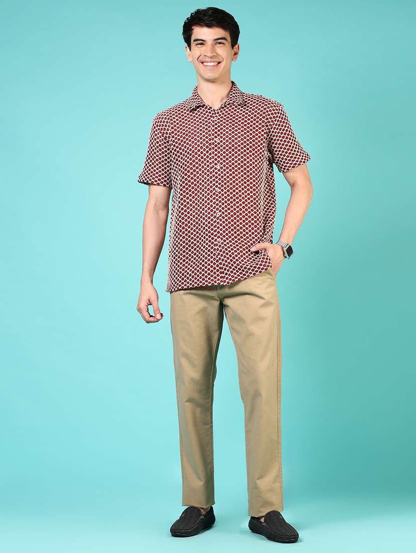 men mid rise solid flat front casual trouser - 21766279 -  Standard Image - 4