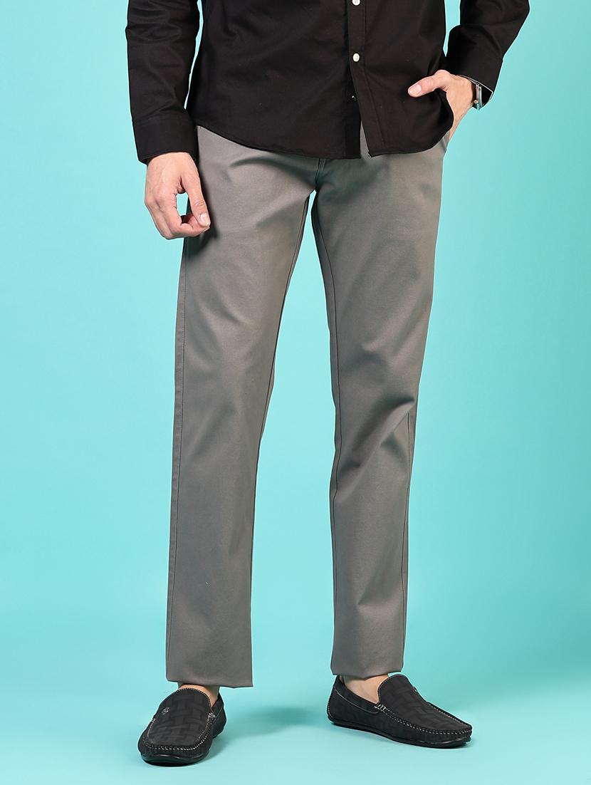 men mid rise solid flat front casual trouser - 21766280 - Standard Image - 1