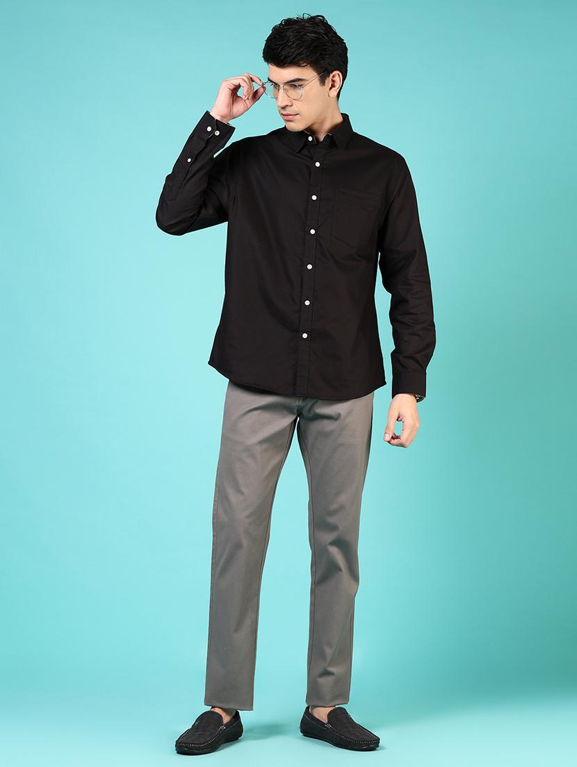 men mid rise solid flat front casual trouser - 21766280 - Standard Image - 4