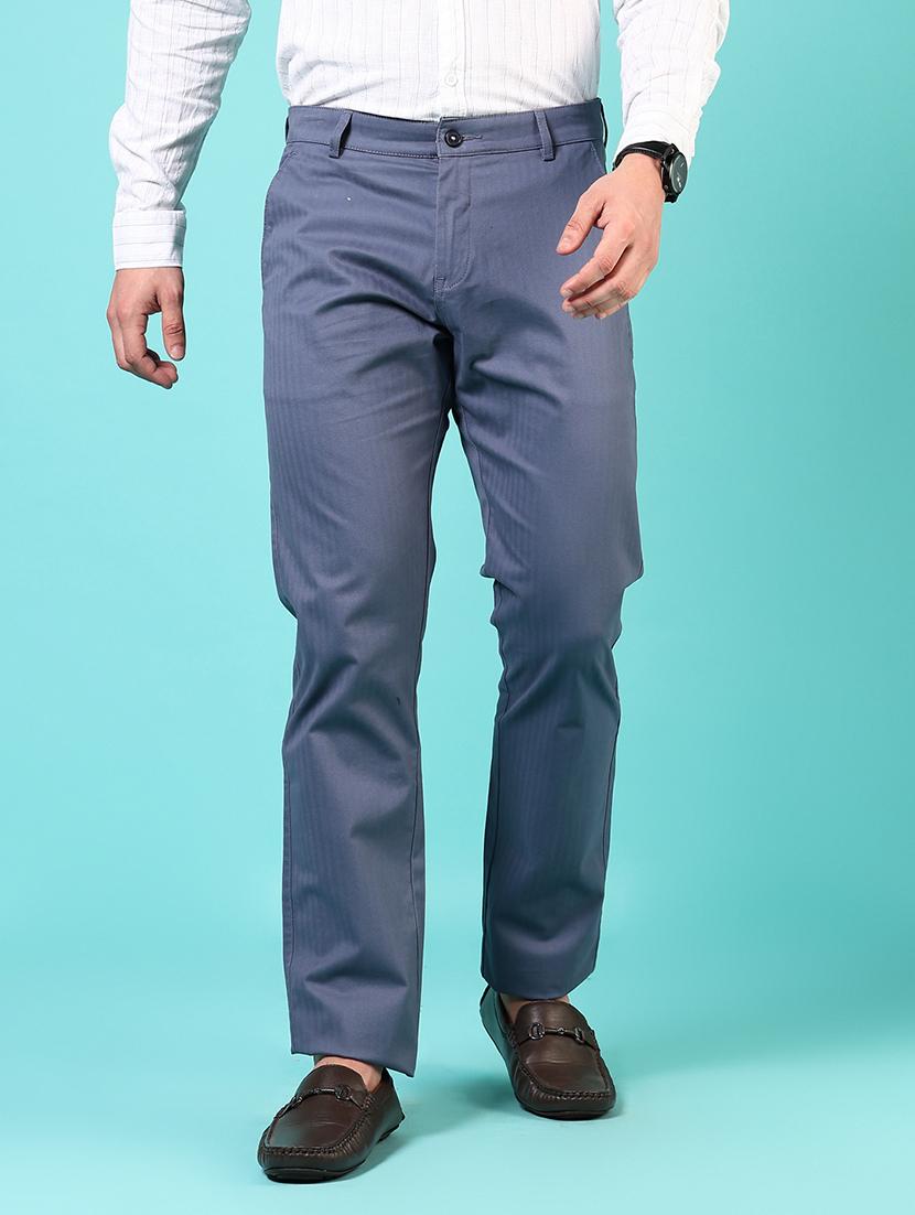 men mid rise solid flat front casual trouser - 21766281 -  Zoom Image - 0