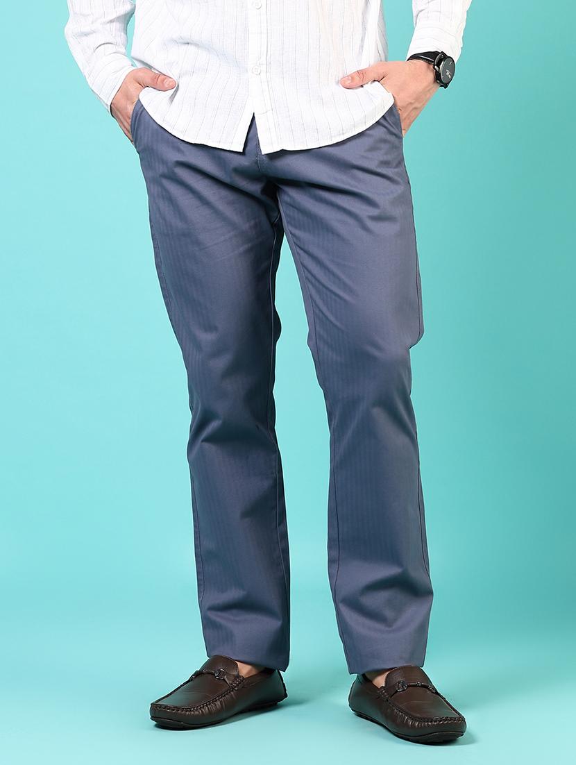 men mid rise solid flat front casual trouser - 21766281 -  Standard Image - 1