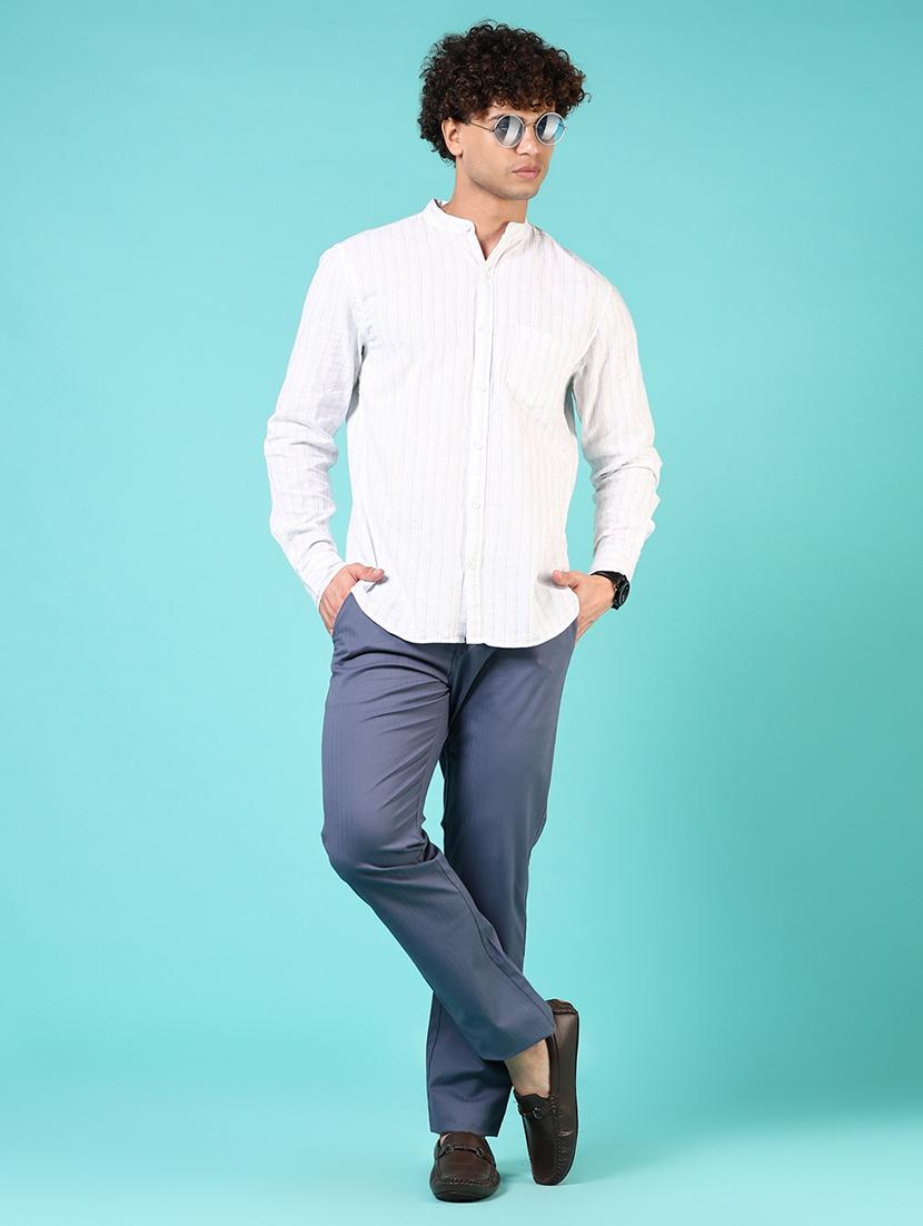 men mid rise solid flat front casual trouser - 21766281 - Standard Image - 4