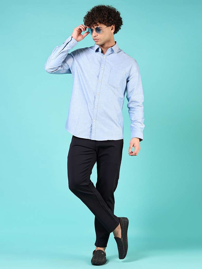 men mid rise solid flat front casual trouser - 21766284 -  Standard Image - 4