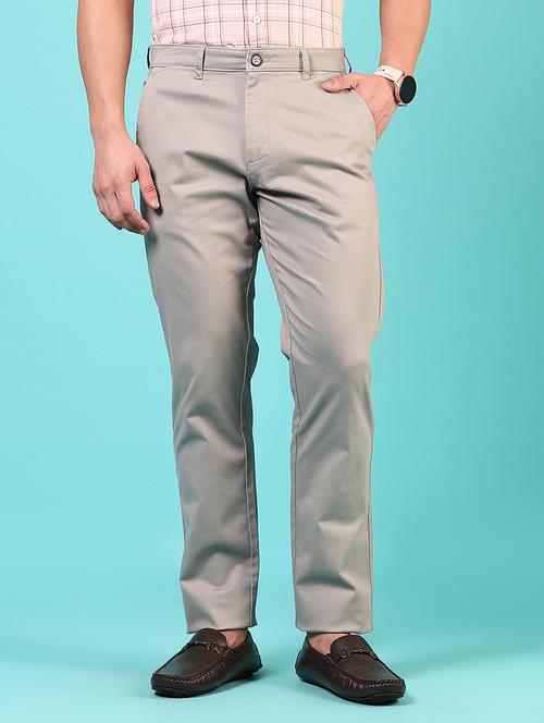 men mid rise solid flat front casual trouser - 21766288 -  Standard Image - 0