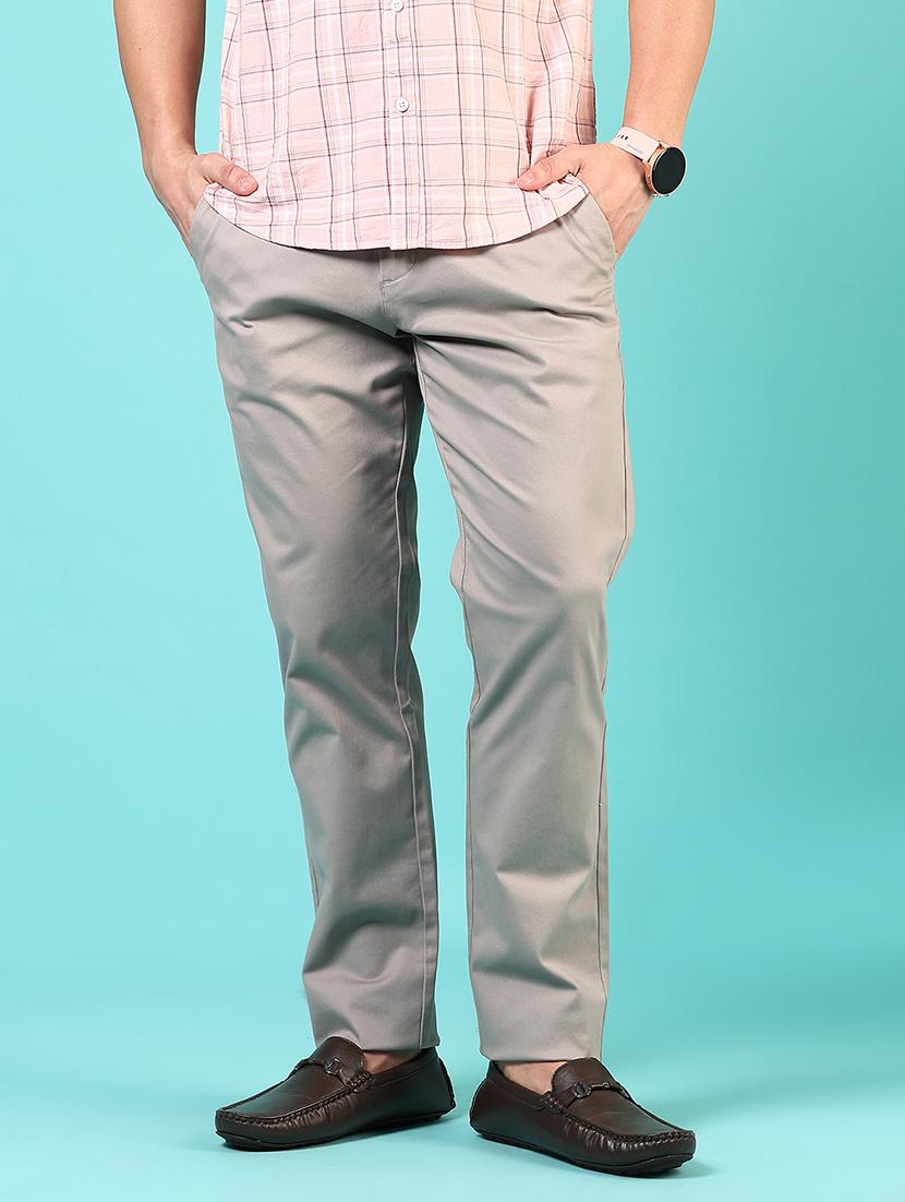 men mid rise solid flat front casual trouser - 21766288 -  Standard Image - 1