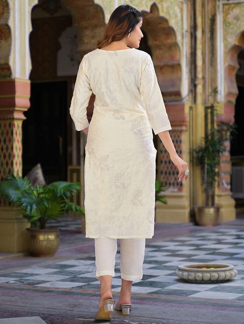 women three quarter sleeve kurta pant with dupatta set - 21766307 -  Standard Image - 4