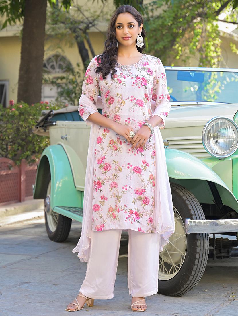 women three quarter sleeve kurta pant with dupatta set - 21766311 - Standard Image - 1