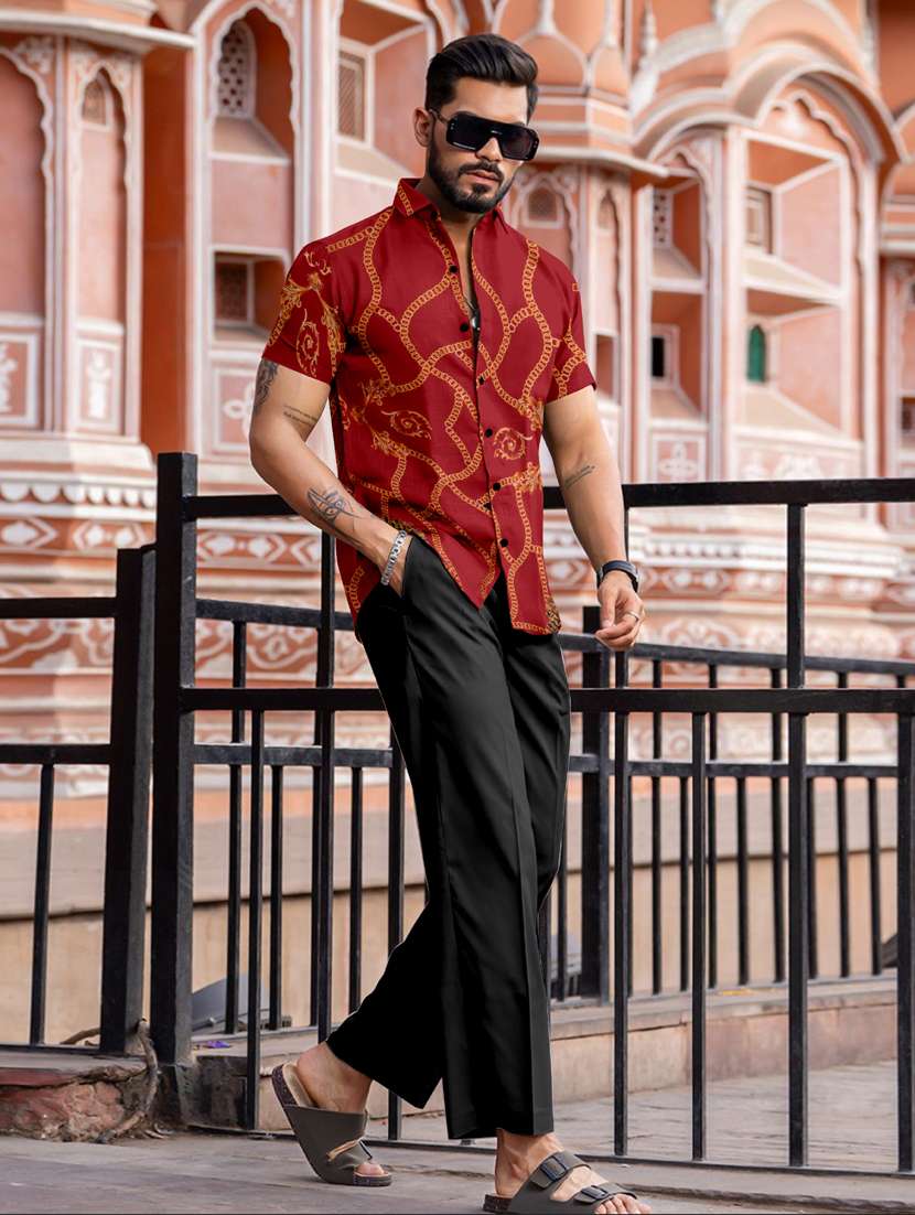 men printed short sleeve regular fit casual shirt - 21766318 -  Standard Image - 4