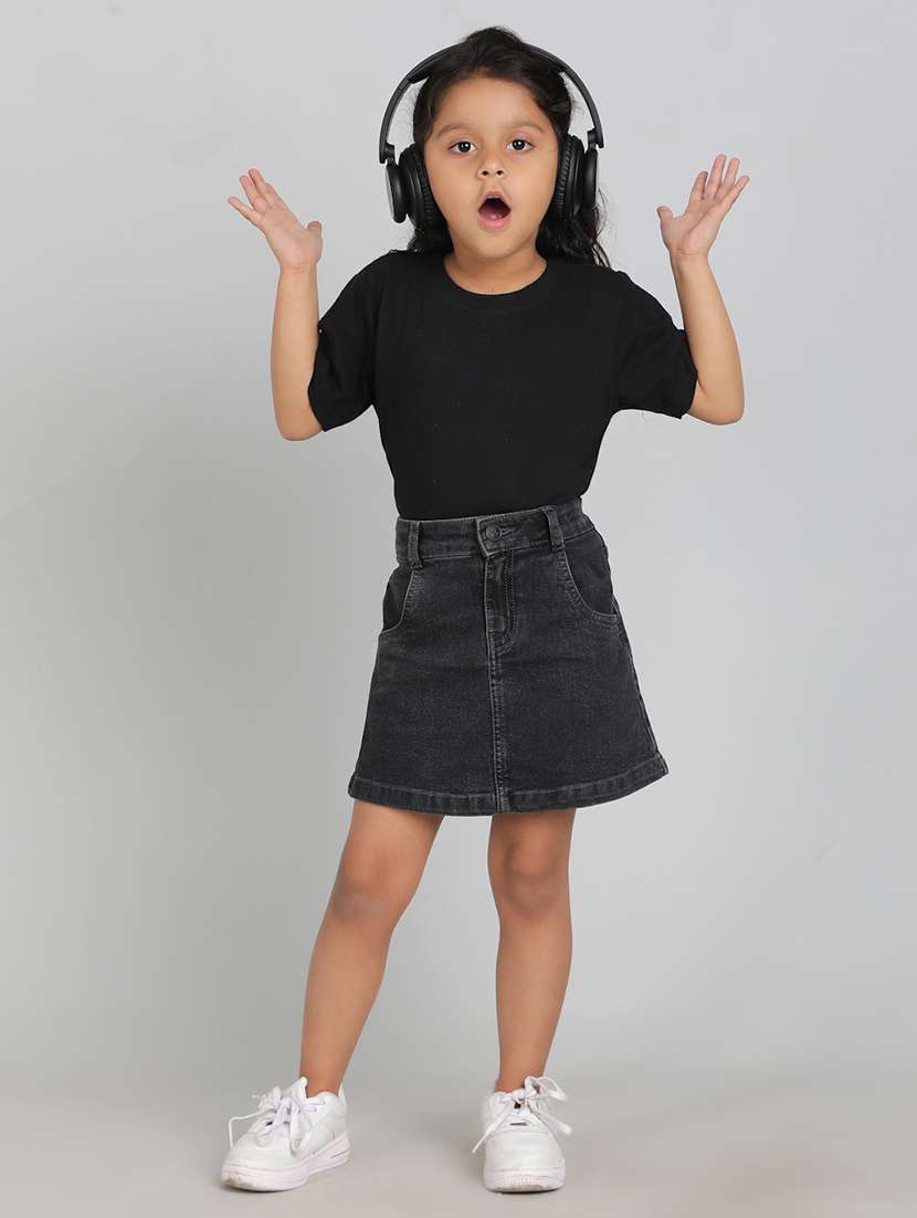 girls black solid a-line skirt - 21766385 -  Standard Image - 4