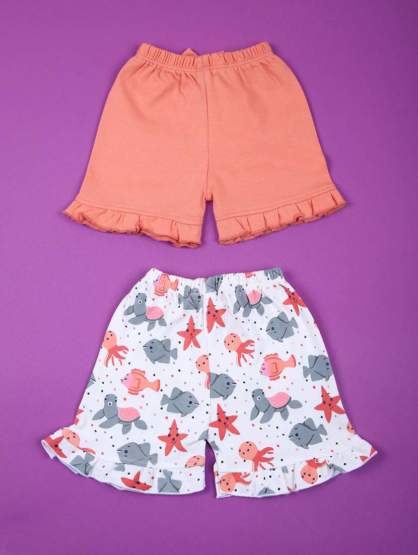 girls pack of 2 printed shorts  - 21766428 -  Standard Image - 1