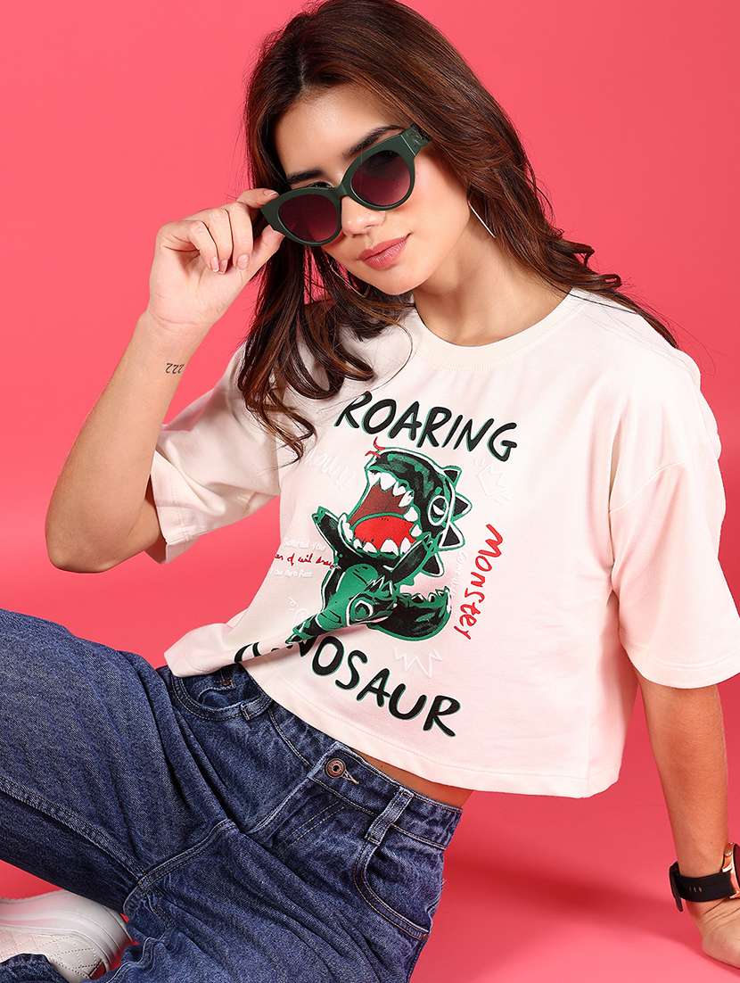 women graphic printed boxy t-shirt