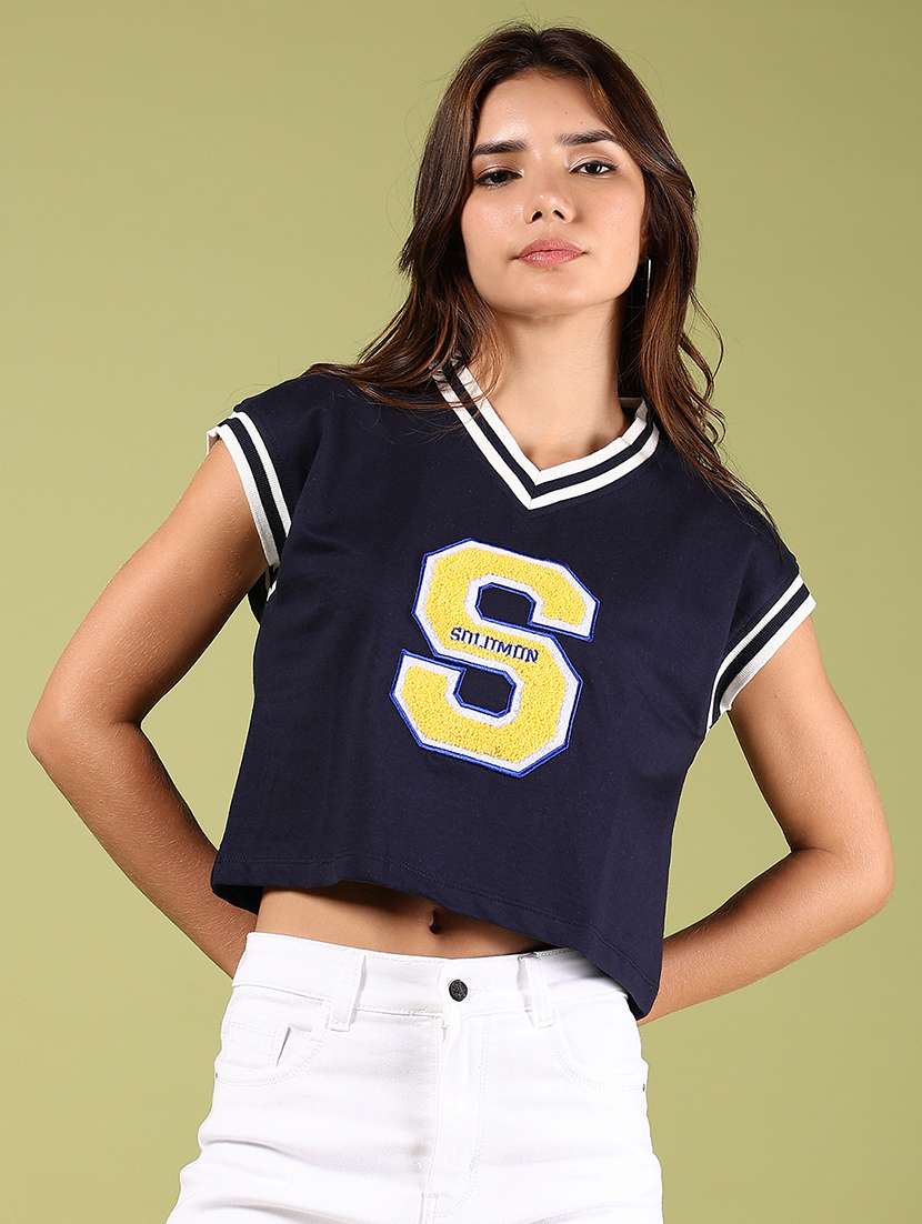 women typographic sleeveless crop t-shirt - 21766452 -  Standard Image - 1