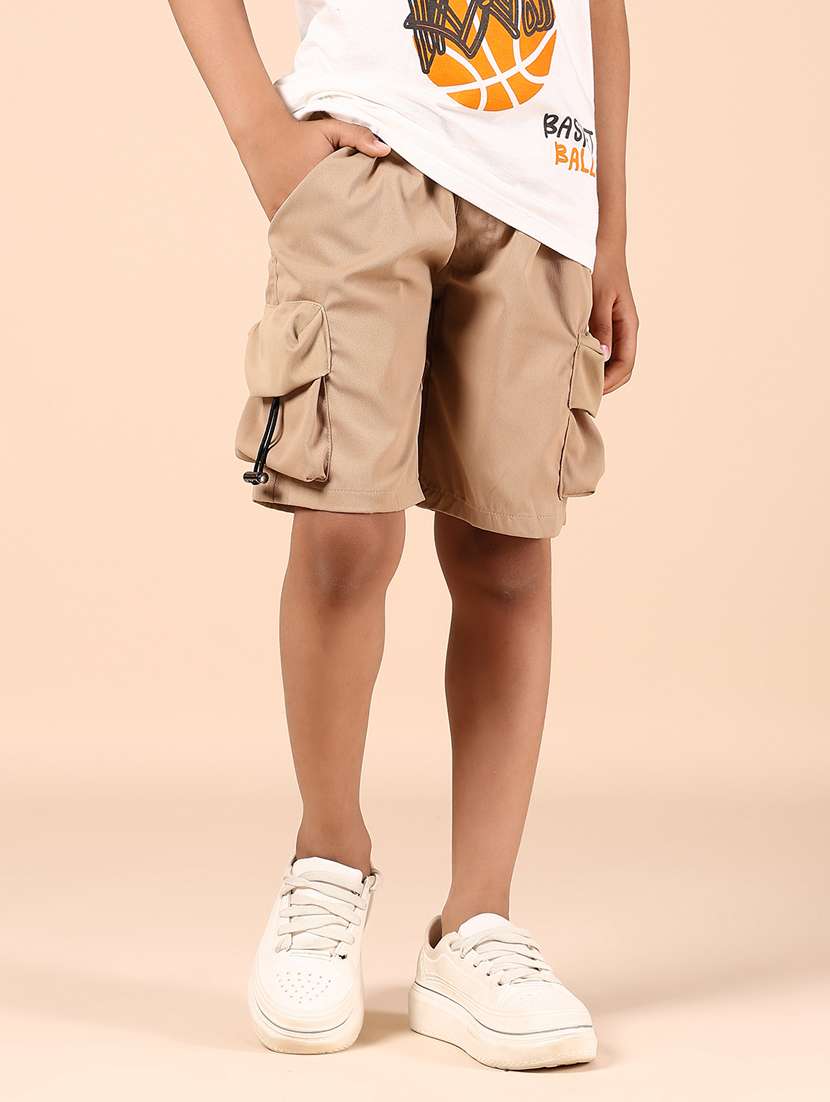 boys solid mid rise cargo shorts  - 21766455 -  Standard Image - 1