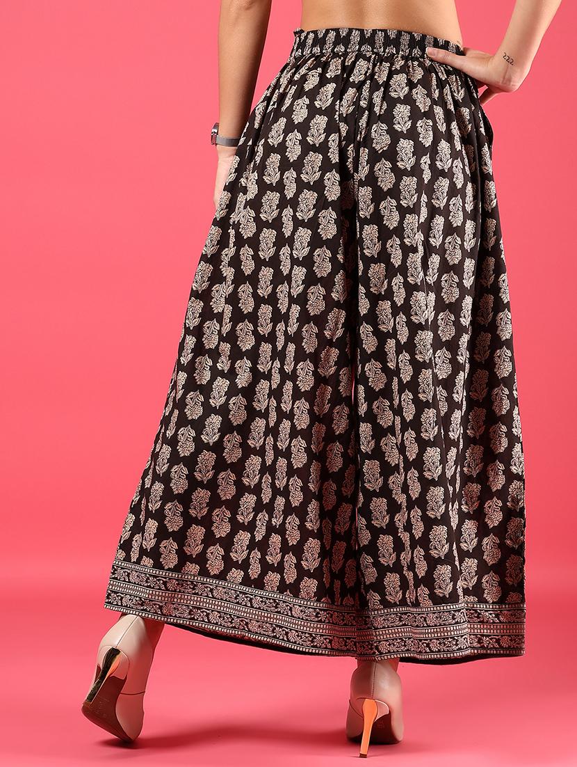 women printed mid rise flared palazzo - 21766469 -  Standard Image - 1