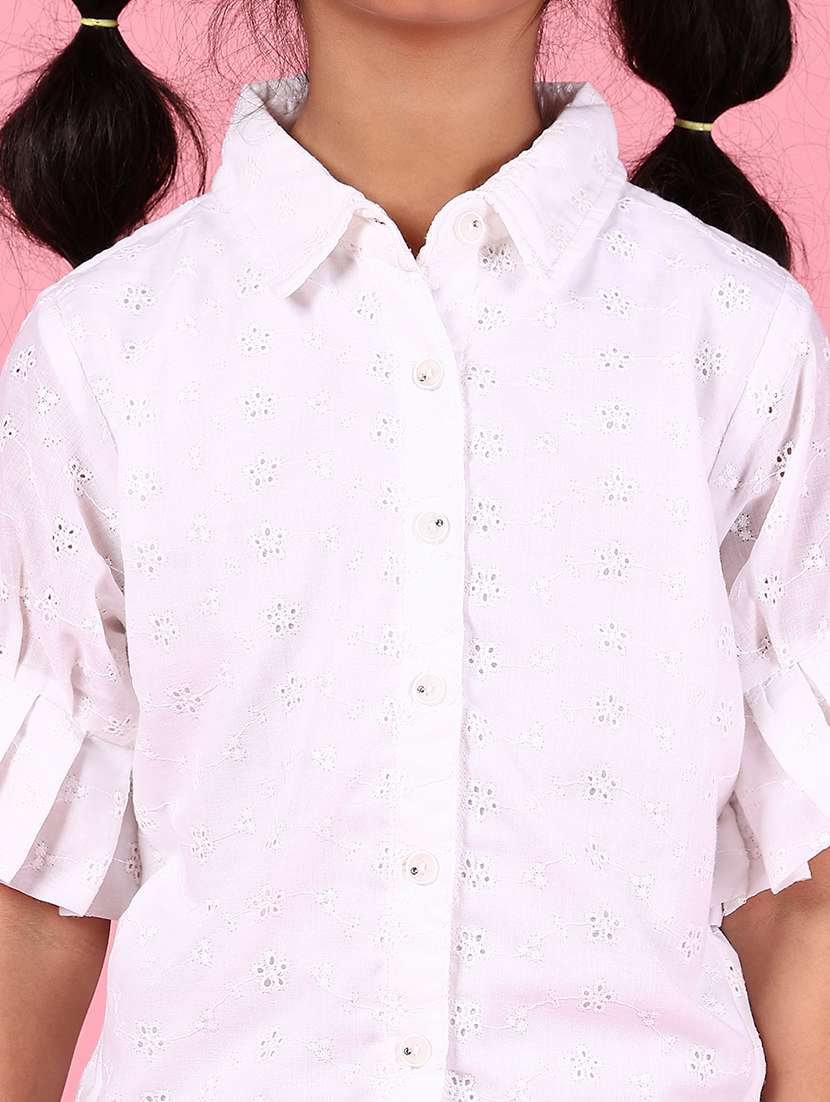 girls solid short sleeve collared shirt - 21766584 -  Standard Image - 4