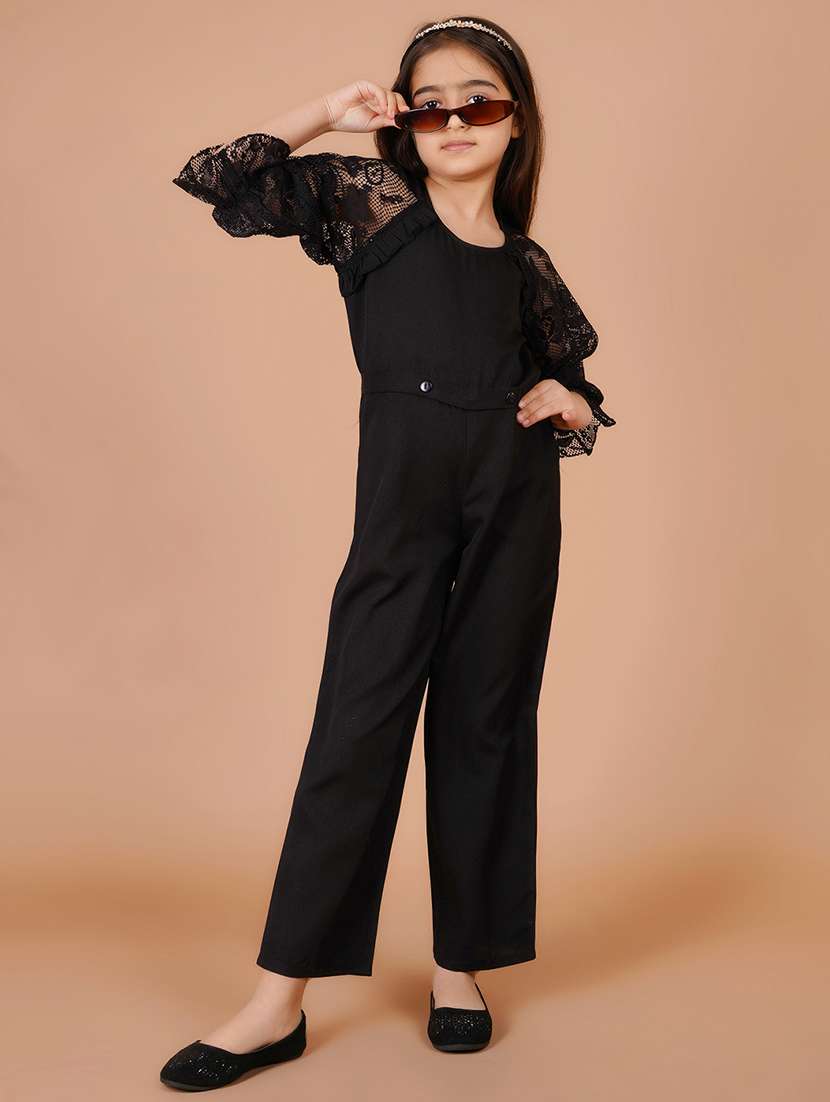 girls lace detailed full length jumpsuit 