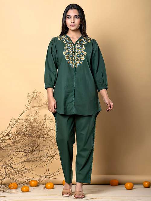 women three quarter sleeve ethnic co-ord set - 21766711 -  Standard Image - 0