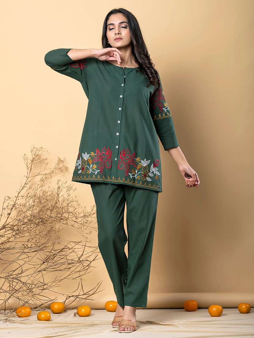 women three quarter sleeve ethnic co-ord set - 21766715 -  Standard Image - 1